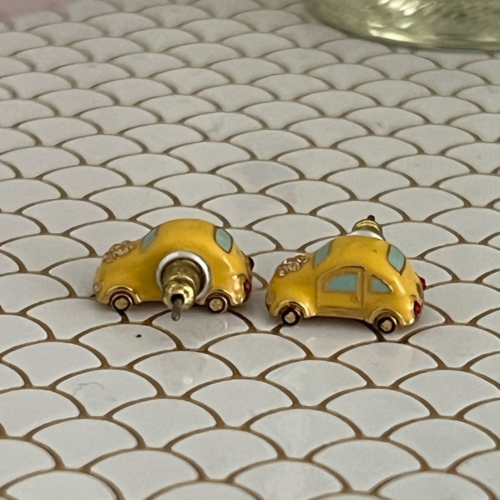 Yellow taxi cab/ VW bug Betsey Johnson Earrings
